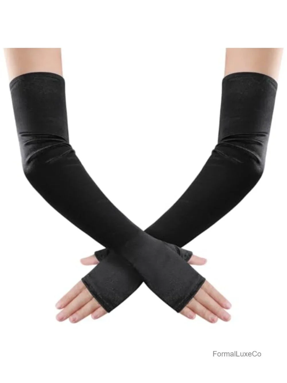 Women's Satin Fingerless Long Opera Gloves Stretch Fit Vintage Costume Accessory